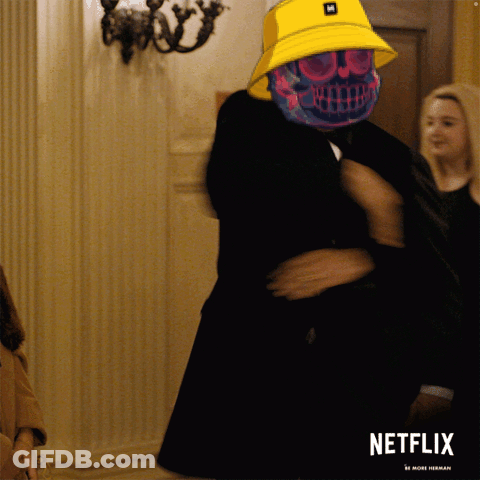 An Advertisement For Netflix Shows A Man Wearing A Yellow Hat GIF