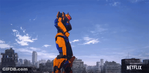 An Advertisement For Netflix Shows A Robot Standing In The Middle Of A City GIF