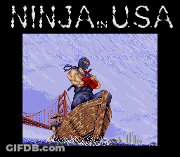 An Advertisement For Ninja In Usa Shows A Ninja Riding A Boat GIF