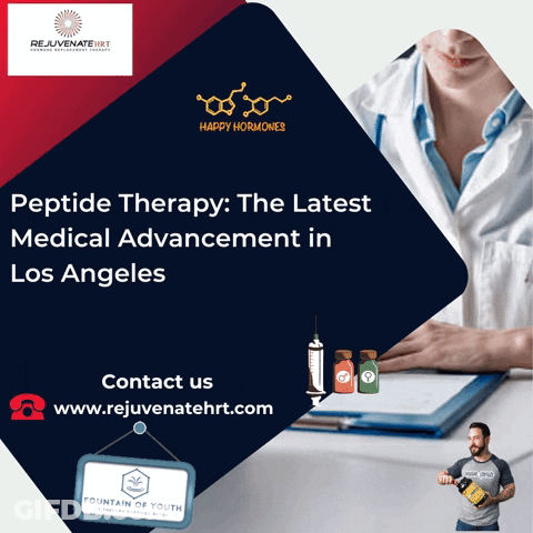 An Advertisement For Peptide Therapy In Los Angeles Shows A Doctor GIF