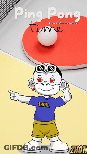 An Advertisement For Ping Pong Time Shows A Monkey Pointing GIF