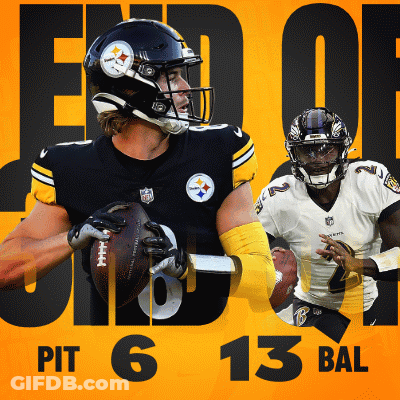 An Advertisement For Pittsburgh Steelers Shows A Player Holding A Football GIF
