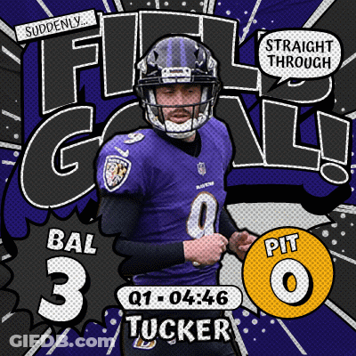 An Advertisement For Ravens Football Player Tucker Says That He Scored A Full Goal GIF