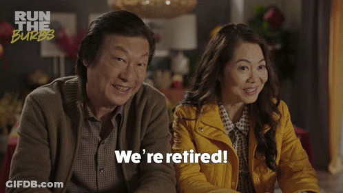 An Advertisement For Run The Burbs Shows A Man And Woman Sitting Next To Each Other GIF