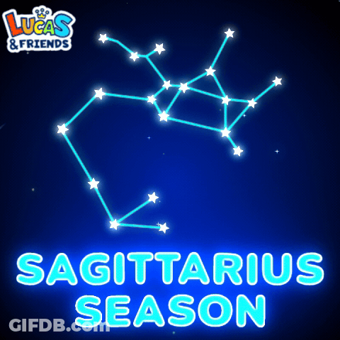 An Advertisement For Sagittarius Season With A Constellation Of Stars GIF
