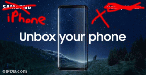 An Advertisement For Samsung Phones That Says Unbox Your Phone GIF