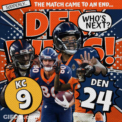 An Advertisement For The Broncos Football Team Says The Match Came To An End And Who 'S Next GIF