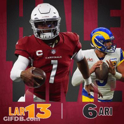 An Advertisement For The Cardinals And The Rams Shows Two Football Players GIF