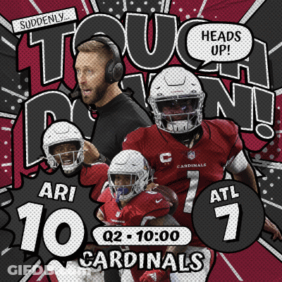 An Advertisement For The Cardinals Football Team With Ari And Atl 7 GIF