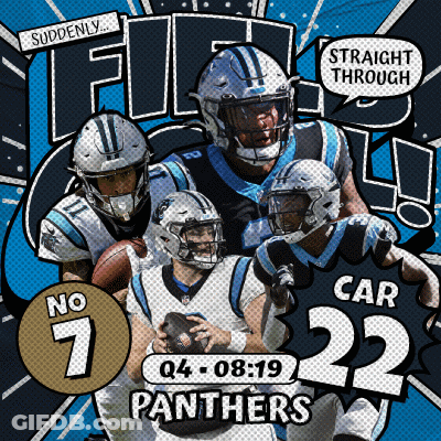 An Advertisement For The Carolina Panthers Shows A Group Of Football Players GIF