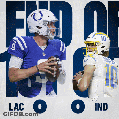 An Advertisement For The Colts And The Chargers Shows Two Football Players GIF