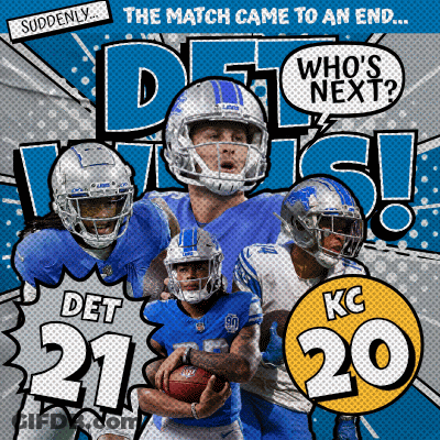 An Advertisement For The Detroit Lions Football Team Says The Match Came To An End Who 'S Next GIF