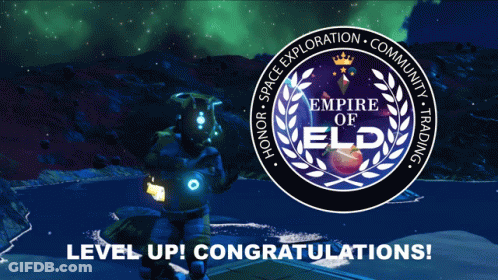 An Advertisement For The Empire Of Eld Congratulates A Person On Their Level Up GIF