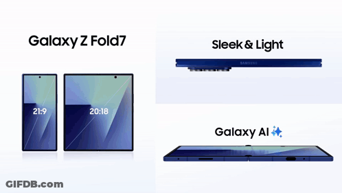 An Advertisement For The Galaxy Z Fold7 Shows The Features GIF