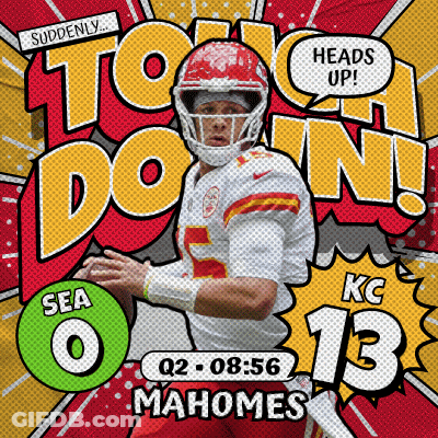 An Advertisement For The Kansas City Chiefs Shows A Football Player Holding A Ball GIF