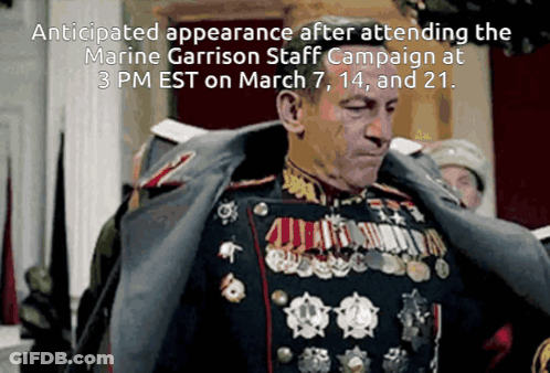An Advertisement For The Marine Garrison Staff Campaign At 3 Pm Est GIF