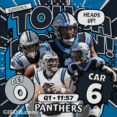An Advertisement For The Panthers Football Team Shows A Quarterback Named Car 6 GIF