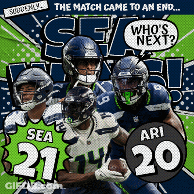 An Advertisement For The Seahawks Says The Match Came To An End Who 'S Next Ari 20 GIF