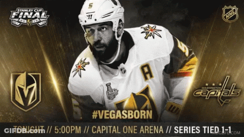 An Advertisement For The Stanley Cup Final Between The Golden Knights And The Capital One Arena GIF