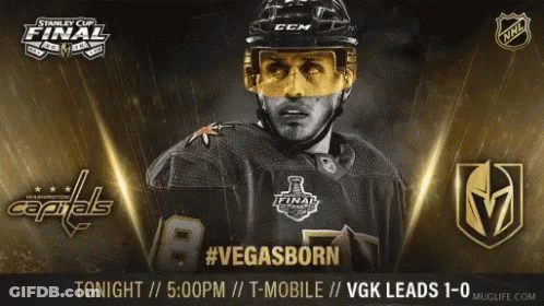 An Advertisement For The Stanley Cup Final Shows A Hockey Player GIF