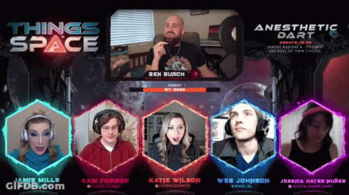 An Advertisement For Things Space Anesthesia Dart Shows A Group Of People GIF