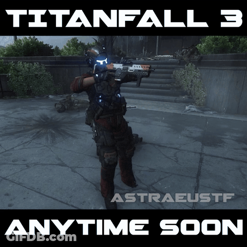 An Advertisement For Titanfall 3 Shows A Soldier Holding A Gun GIF
