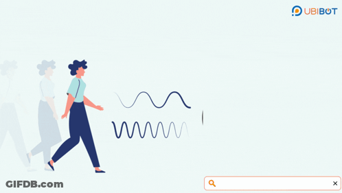 An Advertisement For Ubibot Smart Home Skill Showing A Person Walking GIF