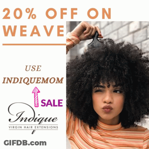 An Advertisement For Virgin Hair Extensions With A Woman Holding Her Hair GIF