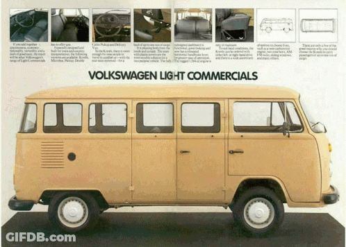 An Advertisement For Volkswagen Light Commercials Shows A Van GIF