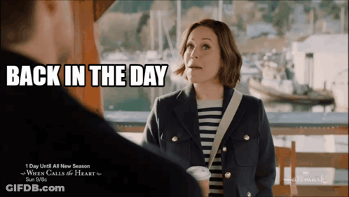 An Advertisement For When Calls The Heart Shows A Woman GIF