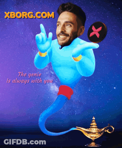 An Advertisement For Xborg.com With A Genie GIF