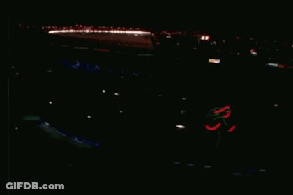 An Aerial View Of A Baseball Stadium With A Budweiser Banner GIF