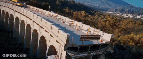 An Aerial View Of A Bridge With A Broken Section In The Middle GIF