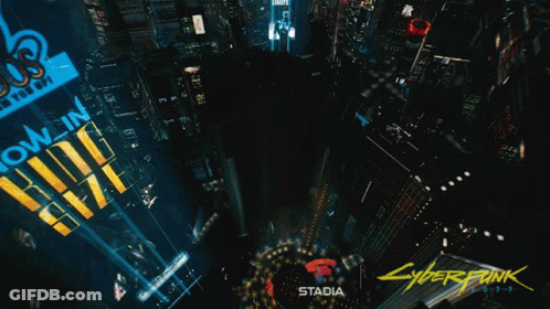 An Aerial View Of A City With The Word Stadia On The Bottom Right GIF