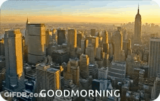 An Aerial View Of A City With The Words " Good Morning " Written Below It GIF