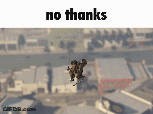 An Aerial View Of A City With The Words " No Thanks " At The Top GIF