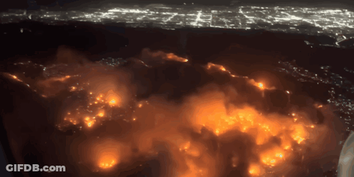An Aerial View Of A Fire At Night GIF