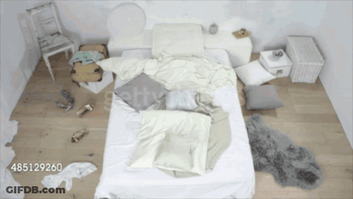 An Aerial View Of A Messy Bedroom With The Number 485129260 On The Bottom GIF