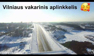 An Aerial View Of A Snowy Highway With The Words Vilniaus Vakarinis Aplinkkelis Below It GIF