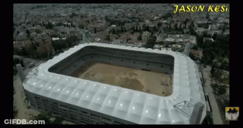 An Aerial View Of A Stadium With The Name Jason Kesi Written On The Bottom GIF