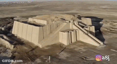 An Aerial View Of An Ancient Building With The Hashtag A8j On The Bottom GIF