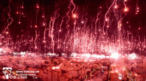 An Aerial View Of Fireworks With The Website Www.torcida.hr Visible GIF