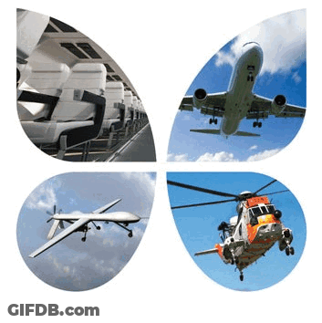 An Airplane A Helicopter And A Drone Are Shown In A Butterfly Shape GIF
