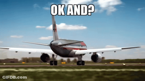 An Airplane Is Taking Off With The Words Ok And Written On It GIF