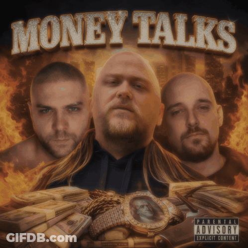 An Album Cover For Money Talks With A Parental Advisory On It GIF