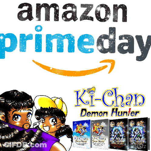 An Amazon Prime Day Ad For Ki-Chan Demon Hunter Shows A Boy And A Girl GIF