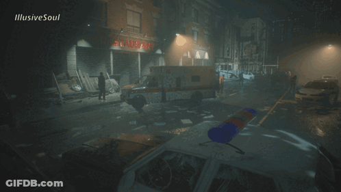 An Ambulance Is Parked In Front Of A Building That Says Stamina GIF