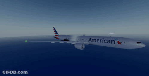 An American Airlines Plane Is Flying In The Sky GIF