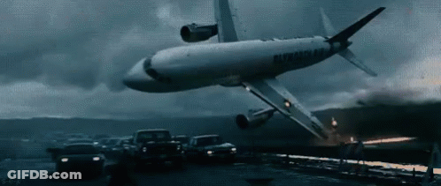 An American Airlines Plane Is Flying Over A Busy City GIF