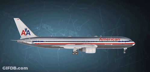 An American Airlines Plane Is Shown On A Map GIF